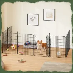 Yaheetech 31.5&Prime; Tall Foldabel Dog Playpen, 8 Panels Puppy Fence with Door for Small Dogs, Iron Exercise Barrier for Outdoor Indoor Use