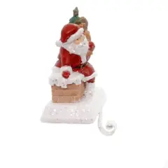 Christmas 5.75 In Santa W/ Gifts Stocking Holder Stocking Holder , Weighted Roof Top Chimney (1PC)