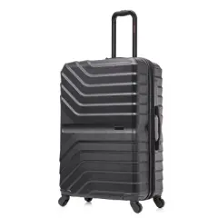 InUSA Aurum Lightweight Hardside Large Checked Spinner Suitcase - Black