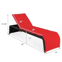 Tangkula Adjustable Outdoor Rattan Chaise Lounge Recliner Couch with Cushions