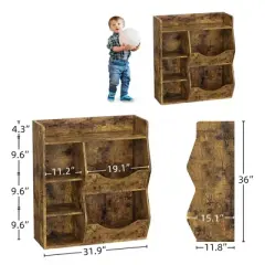 5-Cubby Kids Bookshelf & Playful Bookcase for Boys and Girls, Toy Storage Organizer for Books and Toys