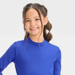 Girls' Solid Long Sleeve Rash Guard Top - Cat & Jack&trade; Blue