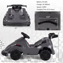 Costway 6V Battery Powered Go Kart Kids Ride On 4 Wheel Racer RC w/ Bumper & Music