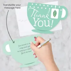 Big Dot of Happiness Floral Let's Par-Tea - Shaped Thank You Cards - Garden Tea Party Thank You Note Cards with Envelopes - Set of 12