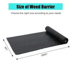 6Ft x 300Ft Heavy Duty Weed Barrier Fabric, 3.2 Oz Professional Grade Landscape Fabric, Weed Block Gardening Mat for Plant Bed, Erosion Control