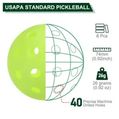 Unique Bargains 40 Holes Outdoor Pickleball Balls for Amateurs Sports 6 Pcs