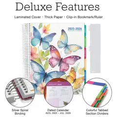 Global Printed Products Deluxe Teacher AY 2025-2026 Planner - 8.5"x11" (Watercolor Butterflies)