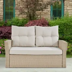 Canaan 4pc All Weather Wicker Outdoor Seating Set Cream - Alaterre Furniture