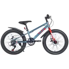 NAYSAYE Bicycle 20 Inch Fat Tire Mountain Bike 7 Speed for Adults Ideal for Beach and Snow, Gray, 55.12"22.83"32.68"