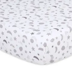 The Peanutshell Fitted Crib Sheets - Gray Celestial Moon and Stars - 4pk