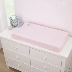 NoJo Disney Sweet Princess Pink and Light Blue Appliqued Glass Slipper Contoured Changing Pad Cover