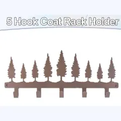 5 Star Super Deals Rustic Tree Silhouette Wall-Mounted Coat Rack &ndash; Durable Metal Organizer with 5 Hooks for Entryway, Mudroom, or Bedroom