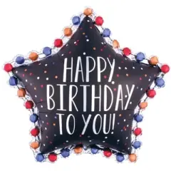 LoonBalloon 37 Inch Star-Shaped "Happy Birthday" Balloon with 4 latex balloons - Festive & Unique