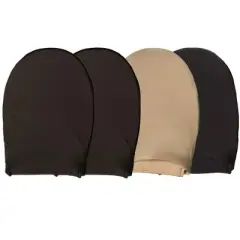 Memoi 4 Pair Women's Fine-Edge Mule Toe Covers with Cotton Cushioning Brown-Tan-Black One Size