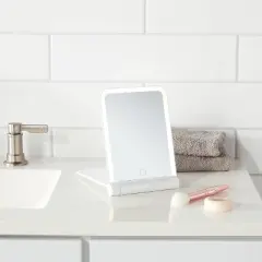 Lighted Travel Mirror with Cover - Room Essentials&trade;: Portable, Rectangular, 1X Magnification, LED Illumination