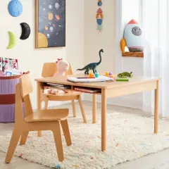 Natural Wood 2pc Kids' Activity Table and Chairs Set - Pillowfort&trade;