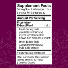 Host Defense Turkey Tail Extract, Mushroom Supplement, Plain