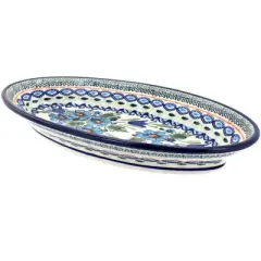 Blue Rose Polish Pottery 1103 Zaklady Small Oval Platter