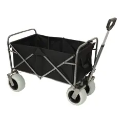 DSVIMOY 2PCS Fishing Cart with Rod Holders, Beach Wagon with Big Wheels for Sand, Strap with Multiuse Bag, Black&Orange, 44.88"*25.98"*44.49"