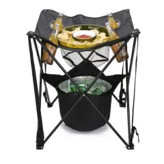 Mind Reader Collapsible Tailgating Table with Insulated Cooler, Food Basket, and Travel Bag