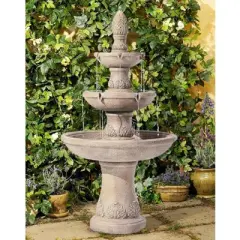 Domanico 57" High Large Italian Indoor Outdoor Decor Sand Stone Floor Fountain Waterfall 3-Tier Outside Garden Patio Yard Backyard