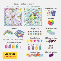 HABA Unicorn Glitterluck 9 Game Collection - Board Game Collection Fun Kids Games 4-8, Unicorn Toys & Games for Family Game Time