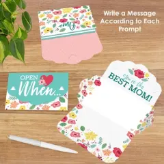 Big Dot of Happiness Colorful Floral Happy Mother's Day - Cards for Mom Gift Box Kit - Open When Letters - Set of 8