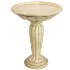Sunnydaze Outdoor Glass Fiber Reinforced Concrete Patio Grecian Column Style Bird Bath - 20.25"