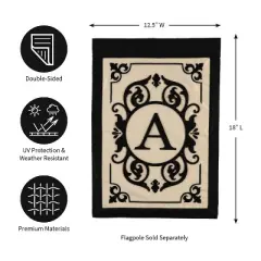 Evergreen Flag Cambridge Chic Letter A Monogram Applique Garden Flag - 12.5" Wide x 18" High