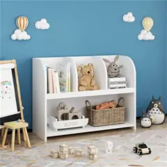YONWAY Kids Bookcase with 4 Compartments, Storage Book Shelf, Storage Display, Rack,Toy Organizer for Children's Room, Playroom, Nursery