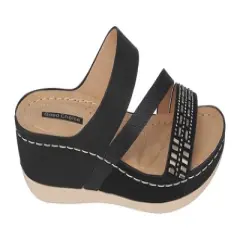 GC Shoes Tera Embellished Comfort Slide Wedge Sandals