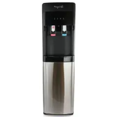 MegaChef Bottom Load Hot and Cold Water Dispenser: 5 Gallon Capacity, Stainless Steel & Plastic, Black/Silver, Beverage Server