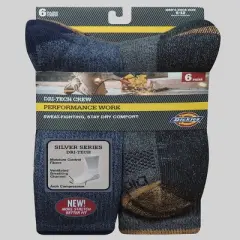 Dickies Men's Dri-Tech Tipped Crew Socks - 6-12