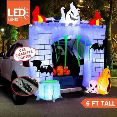 Joyfy 6FT Tall Halloween Inflatable Outdoor Decorations, Inflatable Haunted Castle with Built-in LEDs Trunk or Treat Car Decorations for Outside Decor
