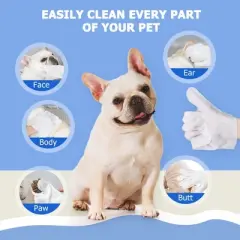 Pet Cleaning Wipes Gloves - 6PC Rinse-Free Grooming Wipes for Dogs & Cats - Bathing, Deodorizing, Paws & Fur Care