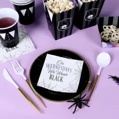 Big Dot of Happiness Goth Girl Napkins, Black and Purple Halloween or Gothic Birthday Party Decor, White 3-Ply Paper Luncheon Napkins - 24 Count