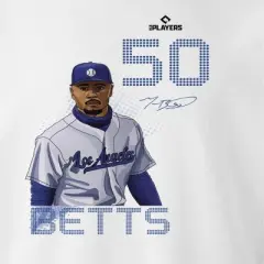 MLBPA Men's Betts Pw Licensed Los Angeles Dodgers  Baseball Mookie Betts Long Sleeve Graphic Cotton Pullover Sweatshirt - White M
