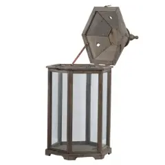 A&B Home 2pc Graca Polygon Temple Outdoor Garden Lanterns - Natural
