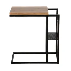 Blackened Bronze and Rustic Oak Side Table - Henn&Hart
