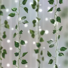 West & Arrow 5'x3.5' LED Vine Curtain String Lights Cool White Remote Control USB/Battery Powered