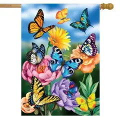Butterflies In The Garden Spring House Flag Floral 28" x 40" Briarwood Lane