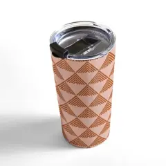 June Journal Triangular Lines in Terracotta Travel Mug 20 oz Stainless Steel Travel Mug - Deny Designs