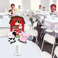 Big Dot of Happiness Farm Animals - Barnyard Baby Shower or Birthday Party Centerpiece Sticks - Showstopper Table Toppers - 35 Pieces