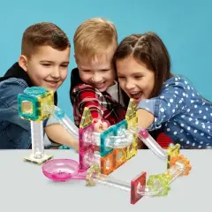 PICASSO-TILES Marble Run Magnetic Tiles for Kids, 45PCS, Mini Construction Magnet Tiles Race Track Building Blocks STEM Toy