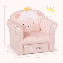 Costway Kids Lamb Sofa Children Armrest Couch Upholstered Chair Toddler Furniture Gift