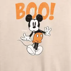 Women's - Disney - Mickey Halloween Animation Lightweight French Terry Wide Neck Long Sleeve Graphic Shirt