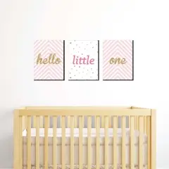 Big Dot of Happiness Hello Little One - Pink and Gold - Baby Girl Nursery Wall Art & Kids Room Decor - Gift Ideas - 7.5 x 10 inches - Set of 3 Prints