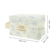 Unique Bargains Cat Pattern Makeup Bag Blue 1 Pc