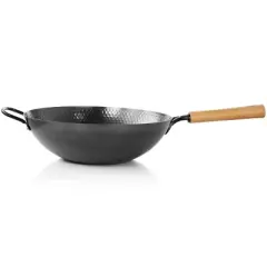 Oster Bressler 13.5in Nonstick Carbon Steel Wok with Wooden Handle