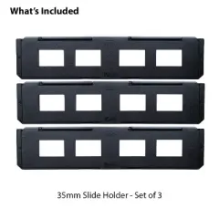 Magnasonic Long Tray Slide Film Holder for 35mm Compatible Film Scanners, Holds 4 Slides, Easy to Use - Set of 3 - Black